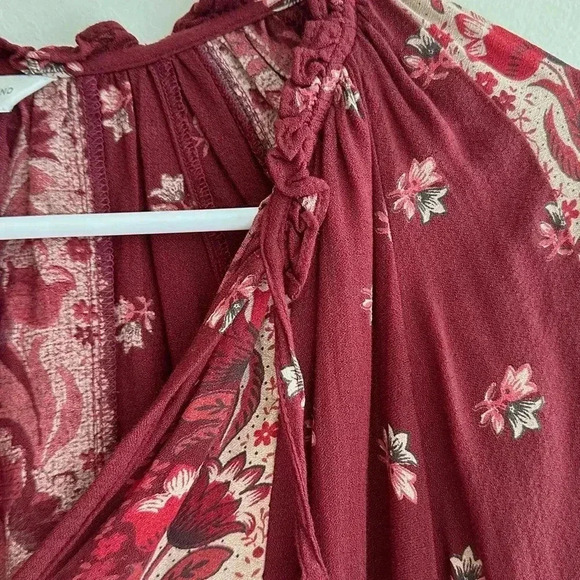 Lucky Brand Rust Bohemian Floral Peasant Blouse, Size Small - Picture 12 of 16